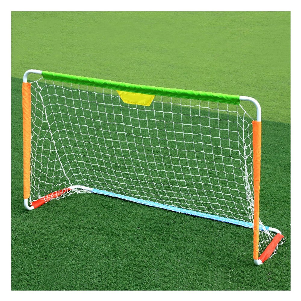 Soccer Goals Hua Children's Pop-up Football Goal Three-Person Mini Detachable Steel Tube Football Training Frame, for Home Outdoor Garden, 125x45x76cm