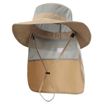 Home Prefer Kids Sun Hat Wide Brim UPF 50+ Boys Sun Protection Hat Summer Bucket Hat with Neck Flap Khaki