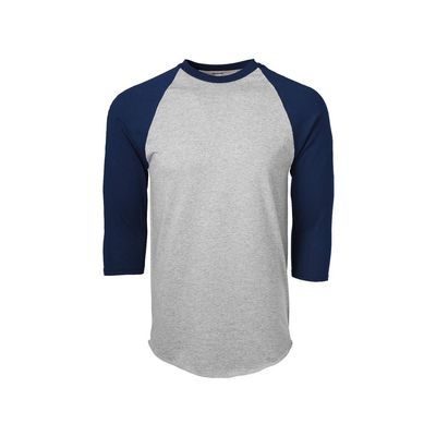 Soffe Adult Classic Heathered Baseball Jersey, Oxford/Navy, XL