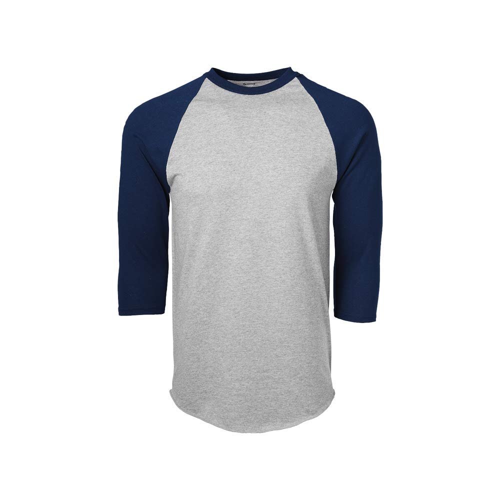 Soffe Adult Classic Heathered Baseball Jersey, Oxford/Navy, XL