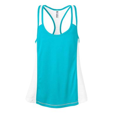 Soffe Womens Run Fast Tank, Scuba Blue/White, S