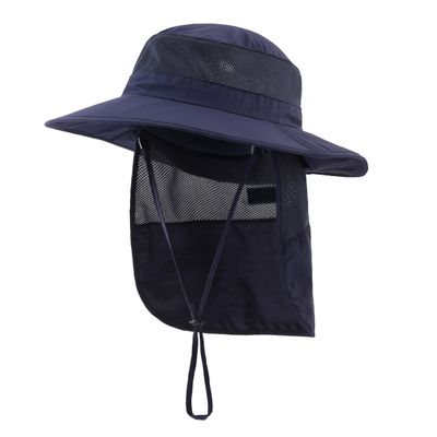 Home Prefer Kids Sun Hat UPF 50+ Wide Brim Sun Protection Hat for Boys Girls Summer Hat with Neck Flap Navy Blue