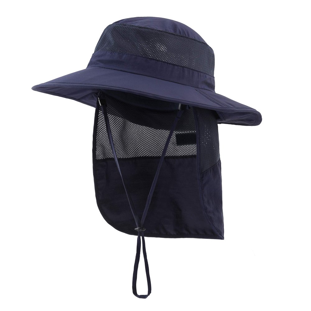Home Prefer Kids Sun Hat UPF 50+ Wide Brim Sun Protection Hat for Boys Girls Summer Hat with Neck Flap Navy Blue