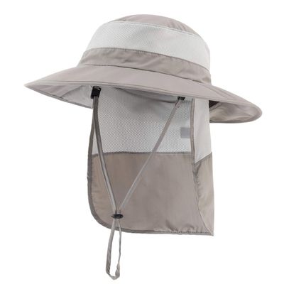 Home Prefer UPF 50+ Boys Sun Hat with Neck Flap Wide Brim Summer Beach Hat Kids Safari Hat Light Grey