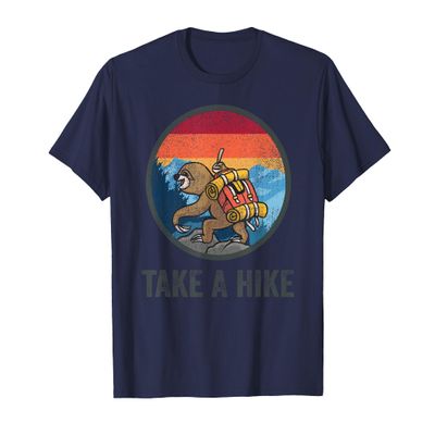 Take A Hike Retro Hiker Sloth Hiking Trekking Fun Kids Boys T-Shirt