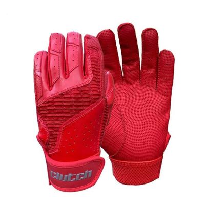 Clutch Sports Apparel Pro Series Cabretta Leather Batting Gloves, Padded & Stylish, Comfortable Grip & Finger Fit for Baseball & Softball Players, for Adults & Youth (Chrome Red, X-Small)