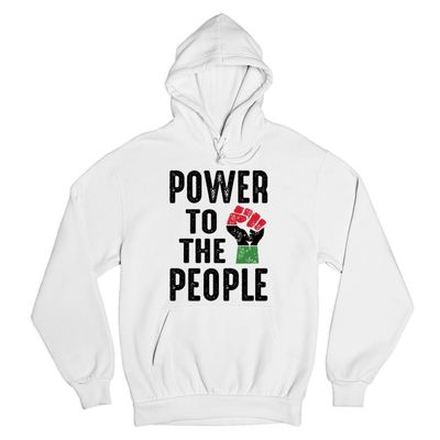 Tee Hunt Power to The People Sweatshirt Power Fist Civil Rights Activism BLM Hoodie White Small