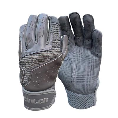 Clutch Sports Apparel Pro Series Cabretta Leather Batting Gloves, Padded & Stylish, Comfortable Grip & Finger Fit for Baseball & Softball Players, for Adults & Youth (Stone Gray, Small)