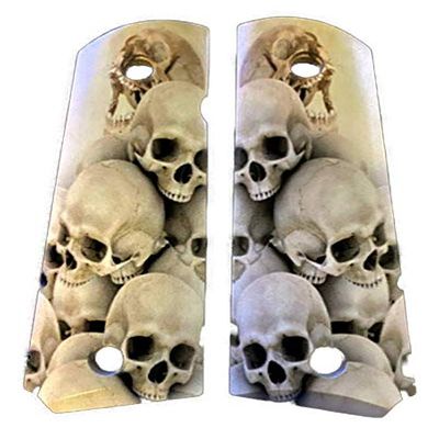 Compatible Replacement for Full Size 1911 Premium Gun Grips Colt Gov. & Clones Taurus, S&W, Springfield, Rock Island w/UV Skulls