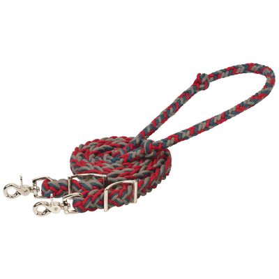 EcoLuxe Flat Barrel Reins 3/4" W x 8' L (Dark Red/Indigo Blue/Charcoal)