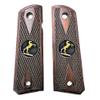 Compatible Replacement for 1911 Colt Full Size Double Diamond Checkered Rosewood w/Large Gold Trophy Medallions Over Black Background Bonus 4 Gold Screws view 1