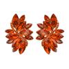 Rosemarie Collections Women's Dazzling Crystal Marquis Leaf Cluster Statement Clip On Earrings, 1.87" (Orange Crystal Gold Tone) view 2