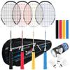 Professional Badminton Rackets Lightweight Badminton Racquets Set, Zalava Badminton Set 4 Pack,Carbon Fiber, 3 Shuttlecocks, 2 Protect Case, 4 Overgrip Included,for Beginners,Advanced Players view 1