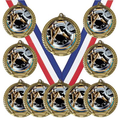 10 Pack of Girls Womens Swimming Gold Medals Trophy Award with Neck Ribbons FCL781