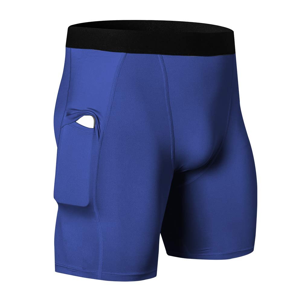 WRAGCFM Men's Running Compression Shorts,Mens Athletic Sports Compression Shorts Spandex Compression Underwear Cool Dry Soft Active Baselayer Shorts for Men(Blue,XXL)