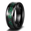 TRUMIUM 8mm Tungsten Carbide Rings for Men Women Celtic Dragon Green Promise Wedding Bands Beveled Edges Size 11.5 view 1