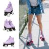 Risup Women and Men Cowhide High-Top Shoes Classic Double-Row, Four-Wheel Roller Skates for Men Girls Unisex (Purple Flash,39=US:7) view 4