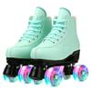 Risup Roller Skates for Women, Men - Cowhide High-Top Classic Double-Row Four-Wheel Skates (Green Flash, US 8) view 1