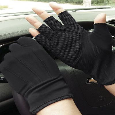 Cycling Gloves Half Finger Summer UV Protection Anti-Slip Mittens Cotton Gloves for Driving Sport Workout Camping Riding