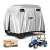 10L0L 4 Passenger Golf Cart Cover for Yamaha EZGO Club Car, 400D Polyester All-Weather Waterproof Golf Cart Storage Cover with Three Zipper Doors-Silver view 1