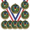 10 Pack of Victory Gold Medals Trophy Award with Neck Ribbons DM465 view 1