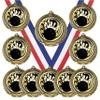 10 Pack of Bowling Gold Medals Trophy Award with Neck Ribbons ED620 view 1