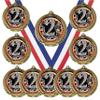 10 Pack of 2nd Place Gold Medals Trophy Award with Neck Ribbons FCL752 view 1