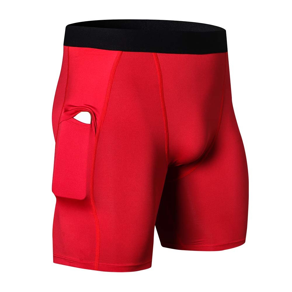 WRAGCFM Compression Underwear for Men,Mens Athletic Compression Shorts Running Workout Shorts Spandex Underwear Cool Dry Active Baselayer Gym Sports Compression Shorts(Red,L)