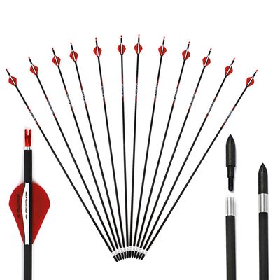 28 Inch Arrow 400 Spine Arrow Target Practice Arrow Hunting Arrow Carbon Arrows Compound Bow Recurve Bow Adult Youth Archery Indoor Outdoor Shooting Bullet Tip 12pc