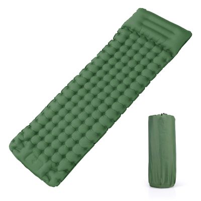 Camping Sleeping Pad, Foot Press Inflatable Sleeping Mat with Pillow, Hiking Air Mattress - Lightweight, Durable Waterproof Air Mattress Compact Hiking Pad - Upgrade Thickness (Green)