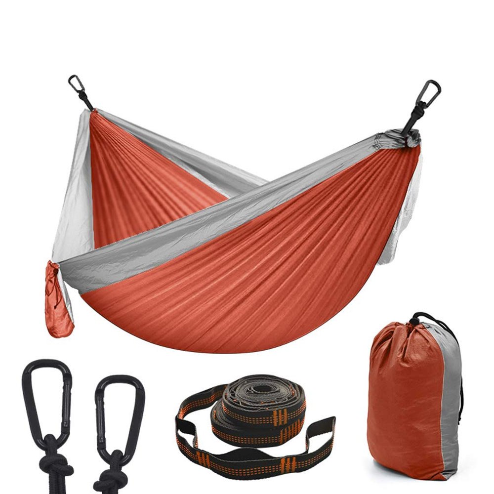 Camping Hammock Double & Single Portable Hammocks with 2 Tree Straps, Lightweight Nylon Parachute Hammocks Swing for Backpacking Travel Beach Backyard Hiking