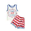 FYBITBO 4th of July Baby Girl Outfit Vintage Tank Top+US Stars Stripes Flag Shorts Fourth of July Clothes Set (2-3T,Happy 4th of july,) view 1