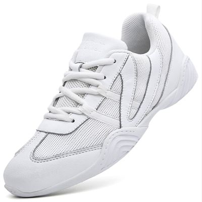 DADAWEN Cheer Shoes for Youth Girls White Cheerleading Dancing Shoes Athletic Training Tennis Walking Breathable Competition Cheer Sneakers White US Size 3 M Big Kid