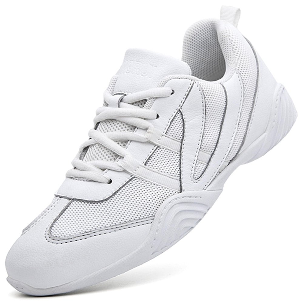 DADAWEN Cheer Shoes for Youth Girls White Cheerleading Dancing Shoes Athletic Training Tennis Walking Breathable Competition Cheer Sneakers White US Size 3 M Big Kid