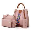 SMALLBLUER 4pcs Hobo Tote and Purse Satchel for Women Top-handle Handbag PU Shoulder Bag Clutch Card Holder-Pink view 1