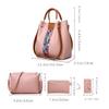 SMALLBLUER 4pcs Hobo Tote and Purse Satchel for Women Top-handle Handbag PU Shoulder Bag Clutch Card Holder-Pink view 3