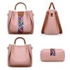 SMALLBLUER 4pcs Hobo Tote and Purse Satchel for Women Top-handle Handbag PU Shoulder Bag Clutch Card Holder-Pink view 4