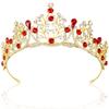 NODG Gold Queen Crowns for Women Gold Tiaras with Red Clear Rhinestone for Halloween Birthday Girls Prom Halloween Bridal Party view 1