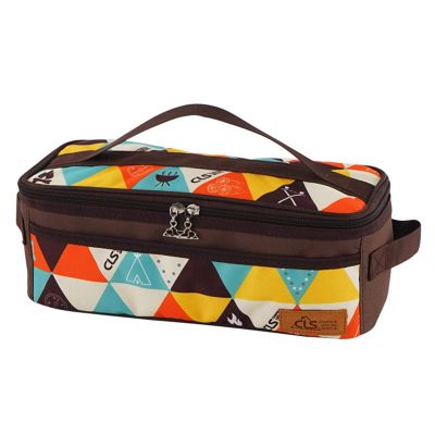 Camping Travel Cooking Utensils Organizer Travel Bag with Net Pockets, Portable Pouch for BBQ Camp Cookware Kitchen Kit,13x5.1x4.9inch (Oxford Cloth, Nylon, Metal)