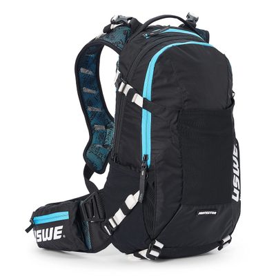 USWE Flow 25L - Backpack with Back Protector, for Bike, Mountainbike, MTB and E-MTB, Blue