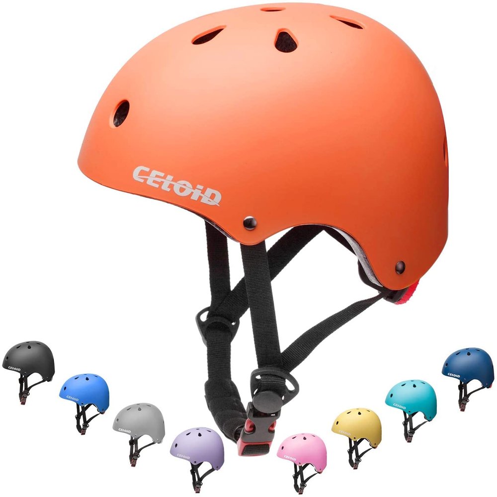 CELOID Kids Bike Helmet,Toddler Skateboard Helmets for Ages 5-8-9 Years Boys Girls,Adjustable Multi-Sport Bicycle Skateboarding Football Roller Scooter Rollerblade Balance Bike Helmet,Orange