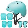 CELOID Kids Helmet Pad Set,Adjustable Kids Skateboard Bike Helmet Knee & Elbow Pads Wrist Guards 8-14yrs Youth Protective Gear Set for Girls Boys Bicycle Bike Roller Skating Scooter Rollerblade Sport view 1