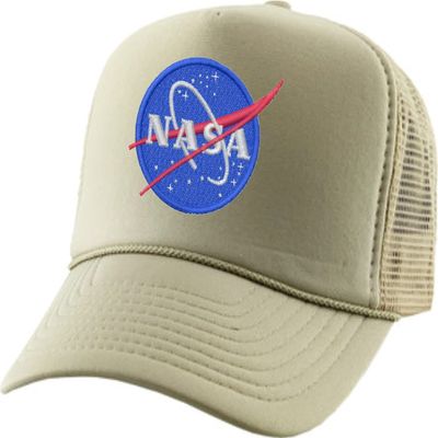 ALLNTRENDS Adult Trucker Hat NASA Embroidered Space USA Spaceship Cap Adjustable Snapback (Khaki)