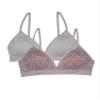 Fruit of The Loom Girls' Seamless Soft Cup Bra, 2-Pack, Multi Leo/Grey Heather, 28