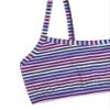 Fruit of The Loom Girls' 3 Pack Spaghetti Strap Sports Bra, Happy Stripe/White/Eyeshadow, 32 view 3
