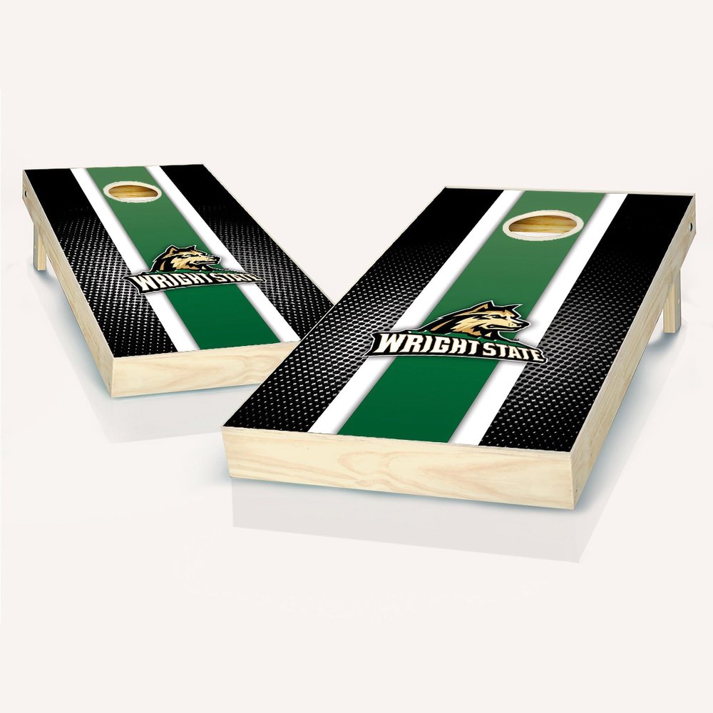 Wright State Stripe Cornhole Set - Include Case + Hole + Edge + Score