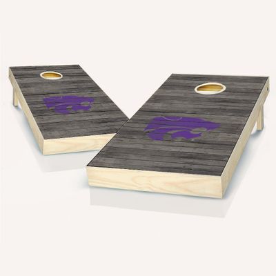 Skip's Garage Kansas State Themed Distressed Cornhole Set - Include Board Edge Lights