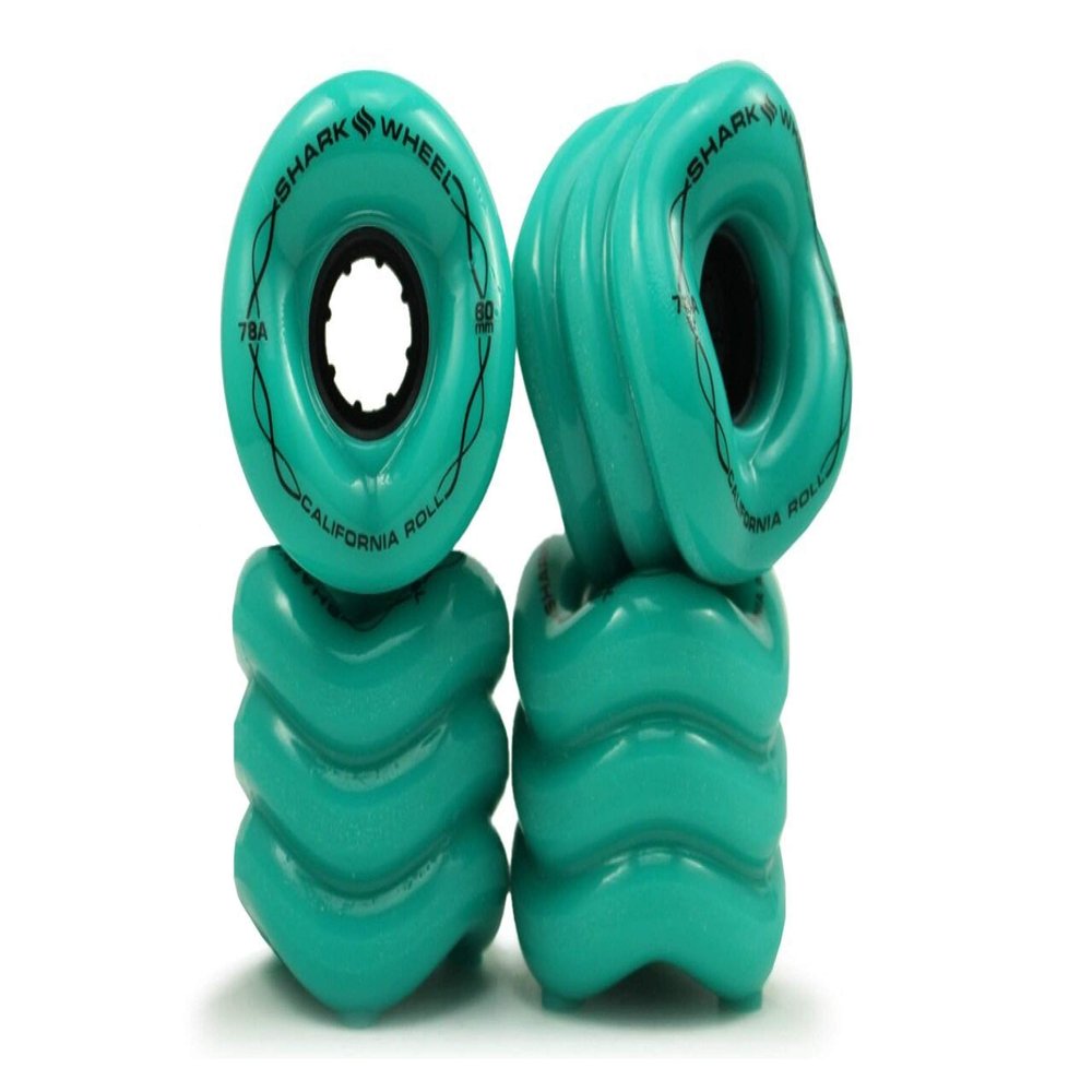 Shark Wheel 60 mm 78a, Skateboard Cruising Wheels, California Roll, Turquoise, Set of 4 Wheels