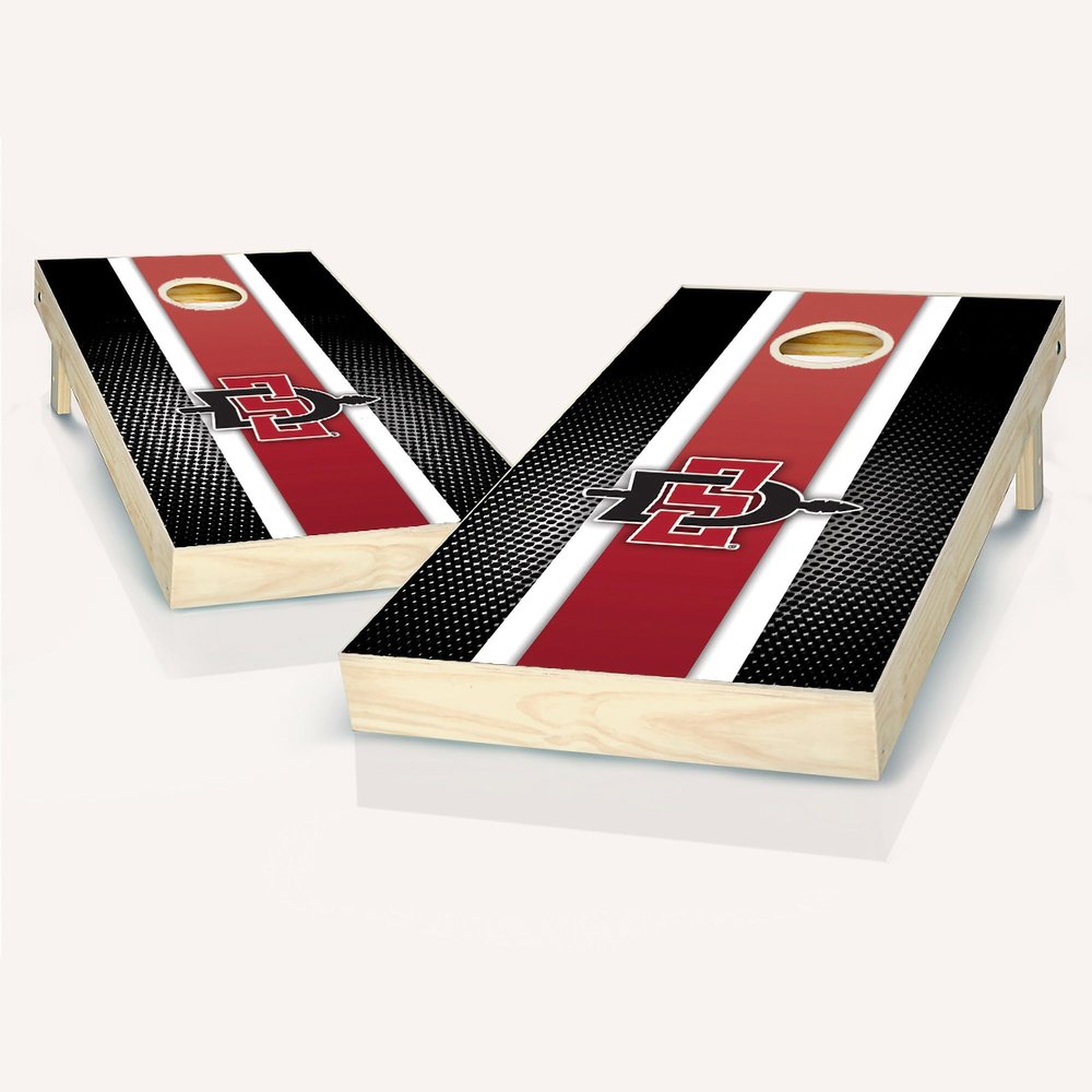 San Diego State Stripe Cornhole Set - Include Case + Edge Lights + Score