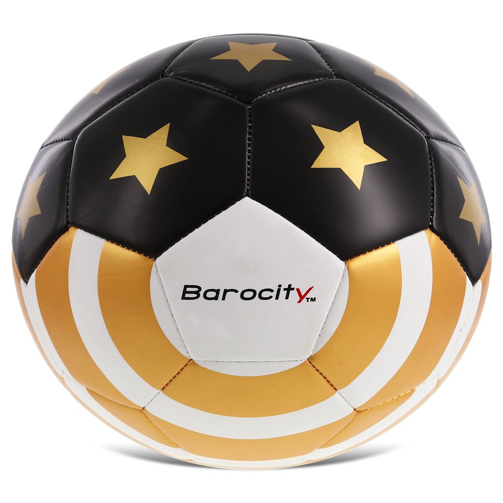 Barocity Golden US Flag Soccer Ball - Official Match Ball with Gold Stars Artwork, Durable Sport Boys and Girls Gold Soccer Ball for Indoor, Outdoor - Size 5
